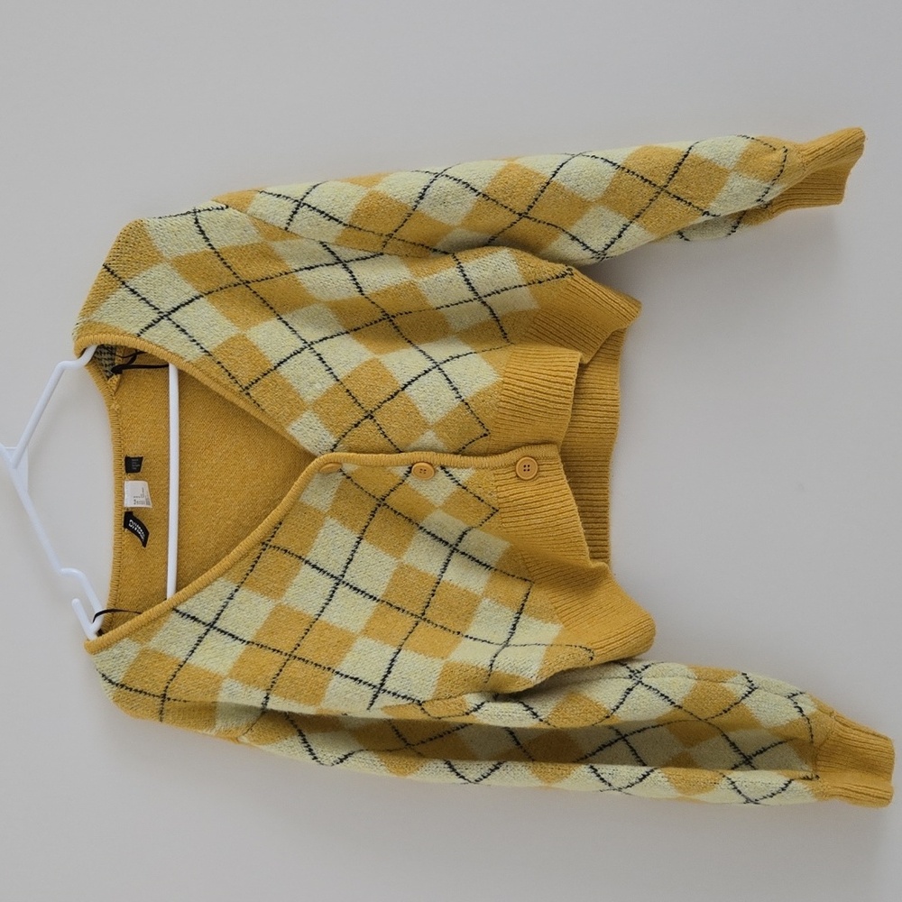 Yellow Argyle Cardigan